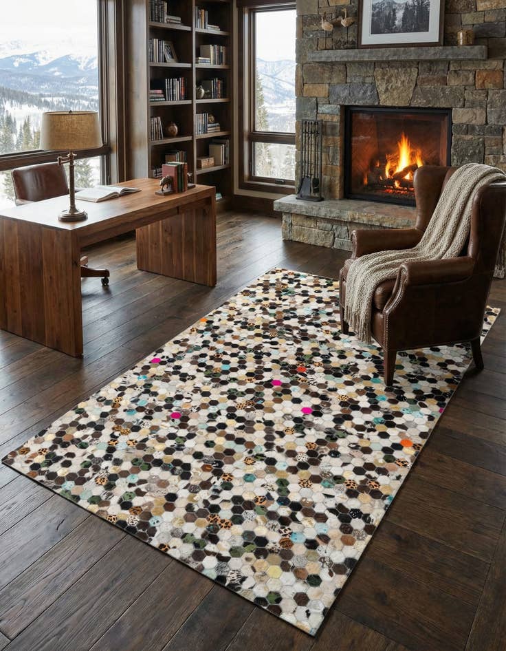 Detail image of 5' 1 x 8' Cowhide Stocks Rug