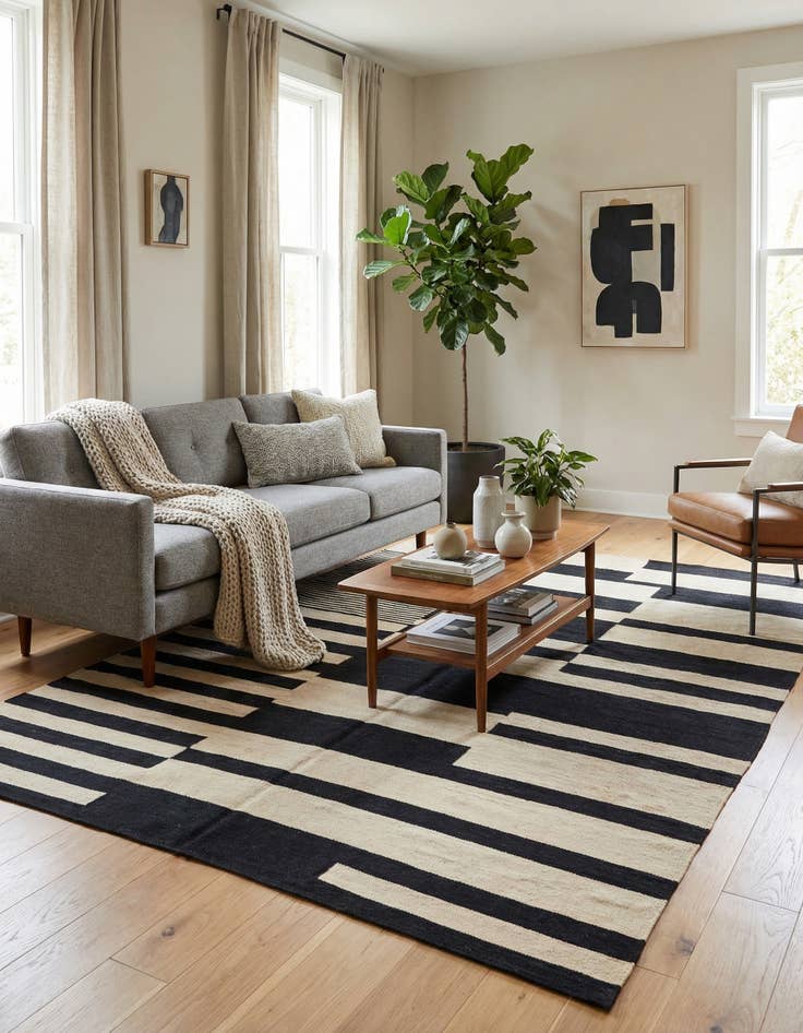 Detail image of 5' 7 x 7' 10  Hand Woven Kilim Modern Wool Rug