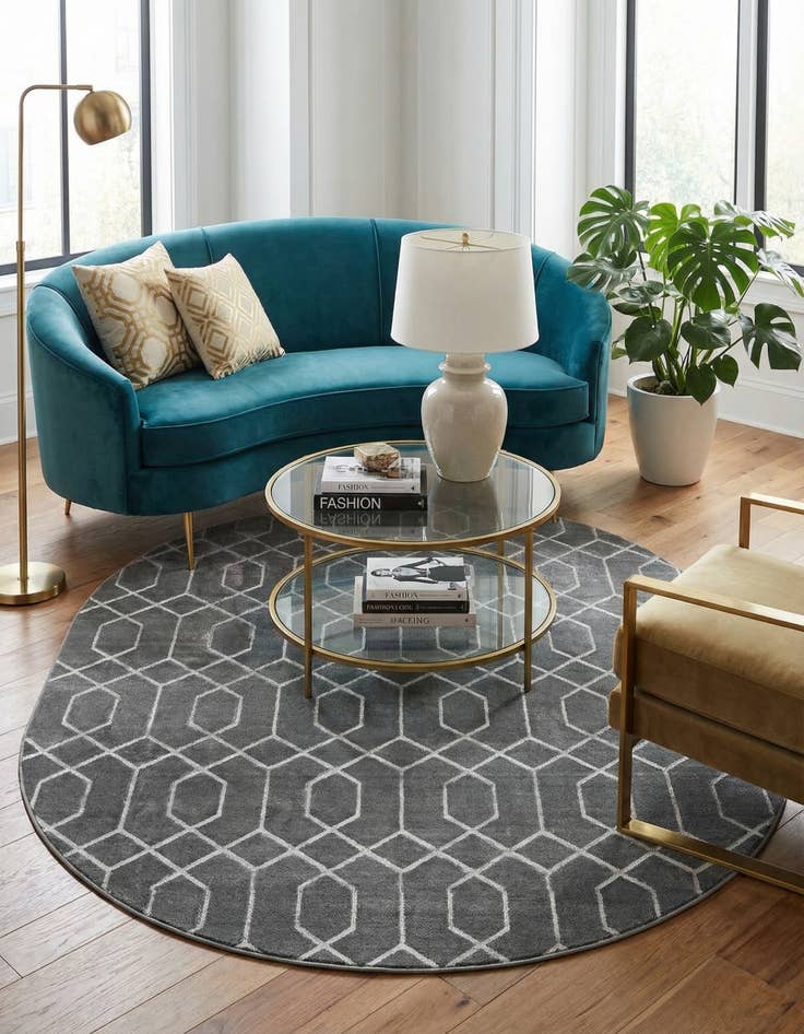 Detail image of  7' 10 x 10'  Marilyn Monroe™ Glam Trellis Oval Rug