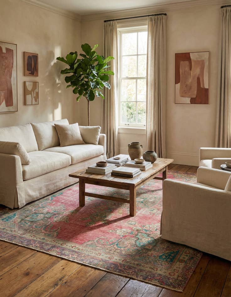 Detail image of  7' x 9' 8  Hand Knotted Ultra Vintage Persian Wool Rug