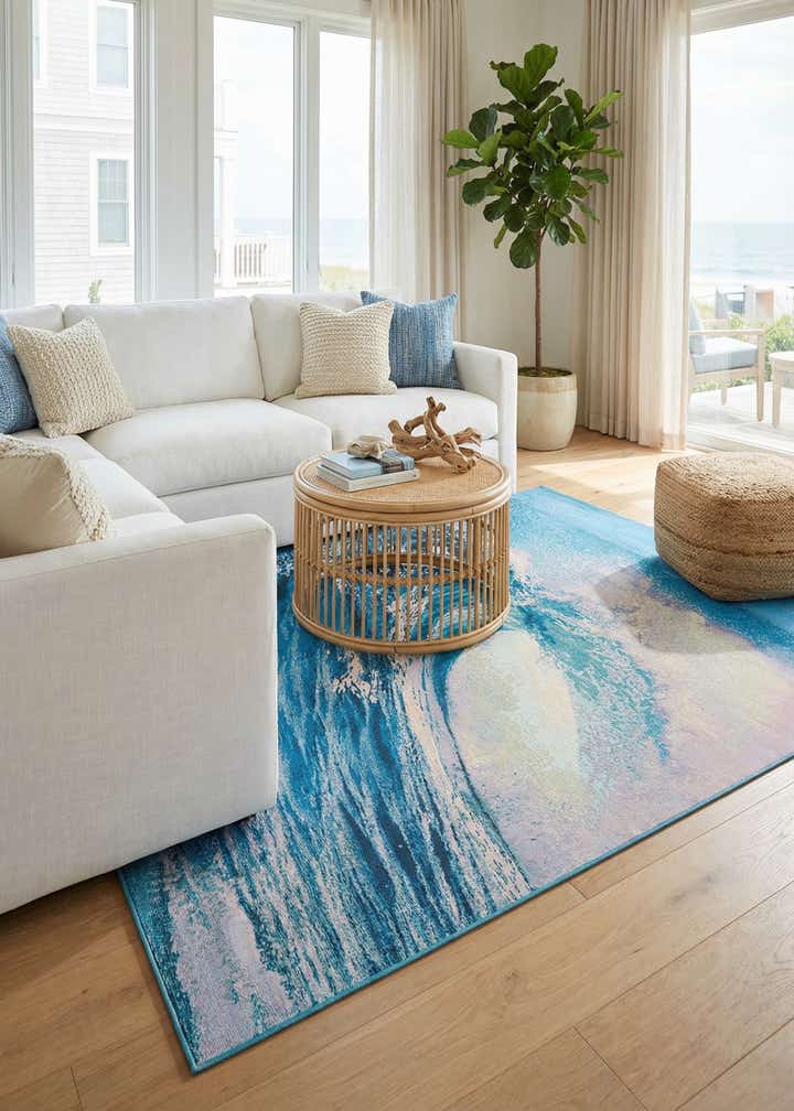 6' 1 x 9' Easy-Clean Modern Indoor / Outdoor Rug