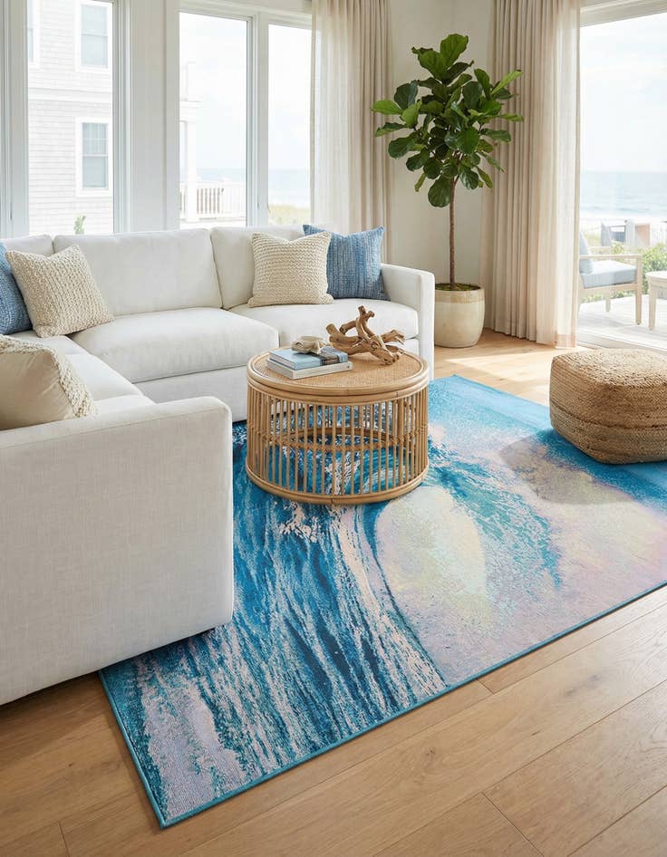 Detail image of 6' 1 x 9'  Washable Modern Indoor / Outdoor Rug
