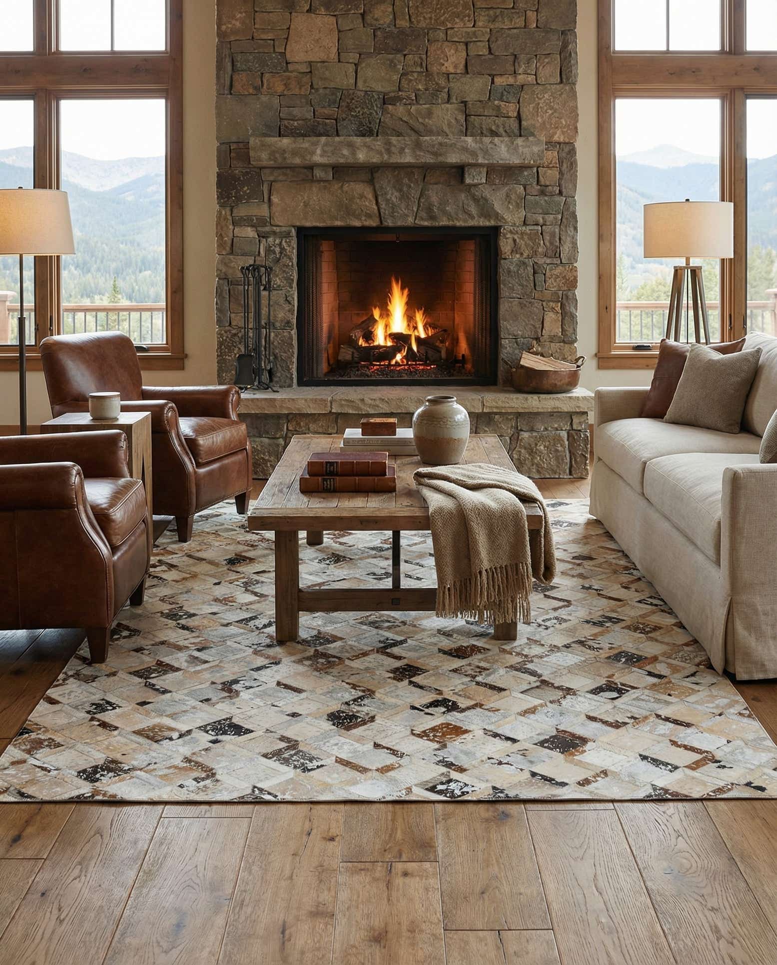 5' x 8' Cowhide Leather Rug