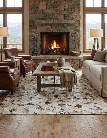 5' x 8' Cowhide Leather Rug
