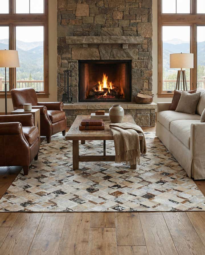 5' x 8' Cowhide Leather Rug