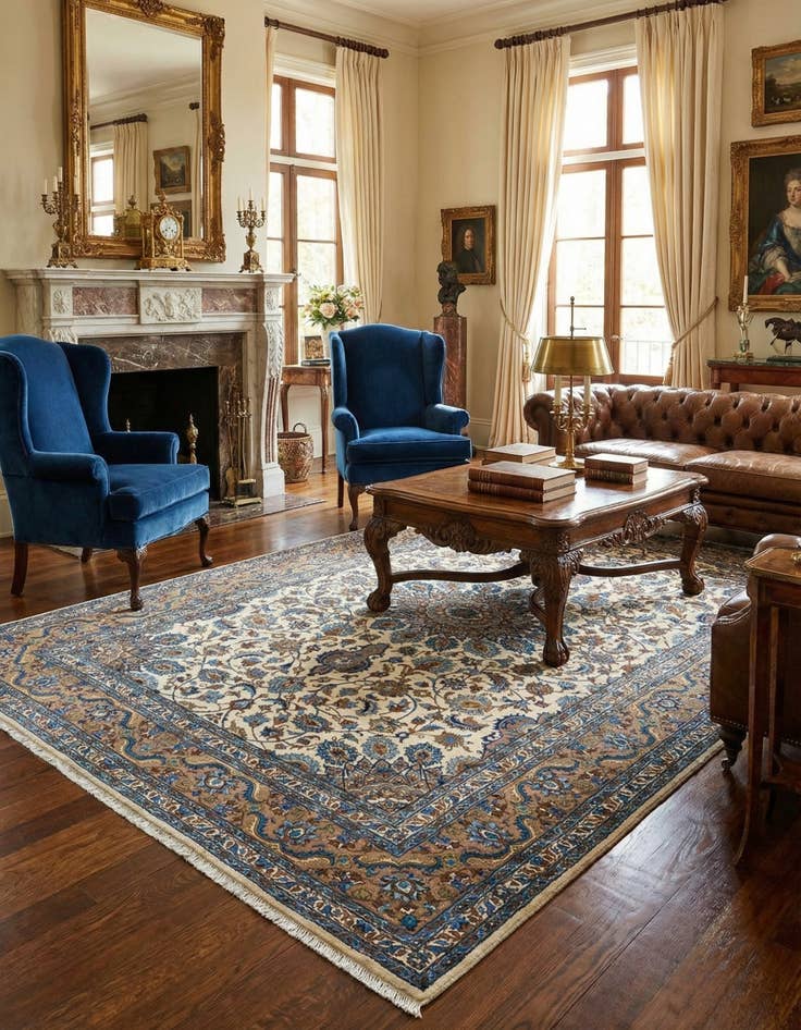 Detail image of 6' 7 x 9' 8 Kashan Wool Rug