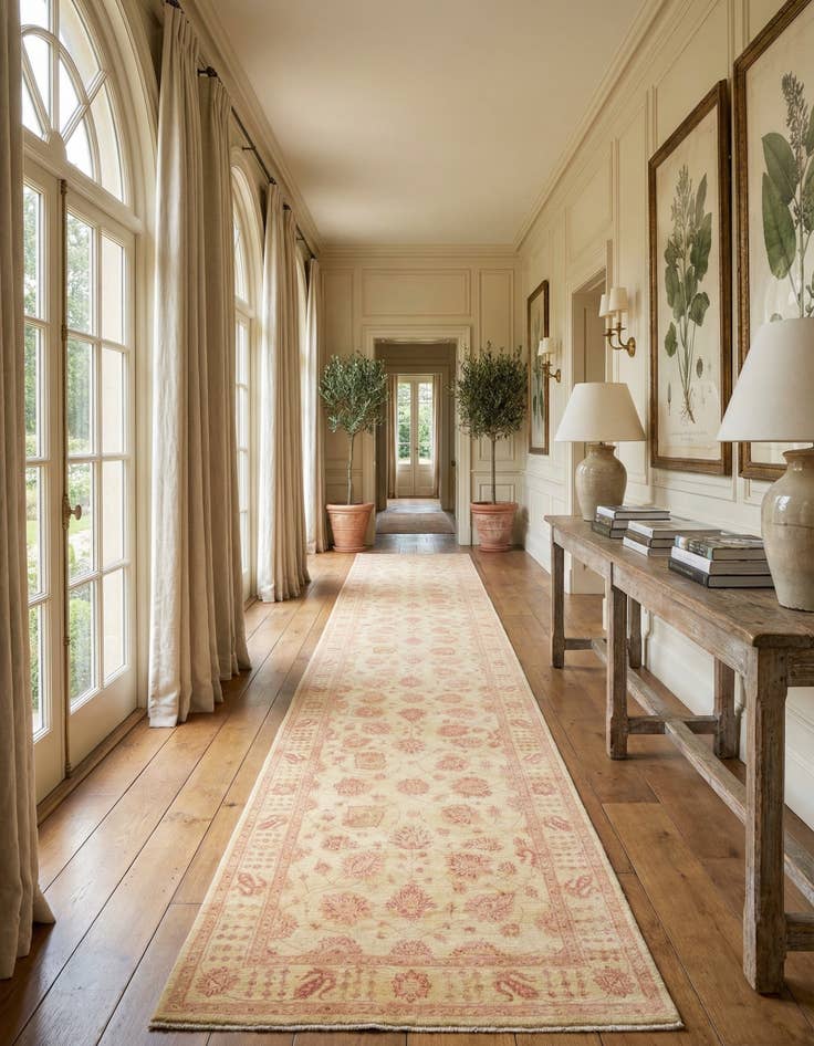 Detail image of 5' 3 x 29' 1  Hand Knotted Peshawar Ziegler Oriental Runner Rug