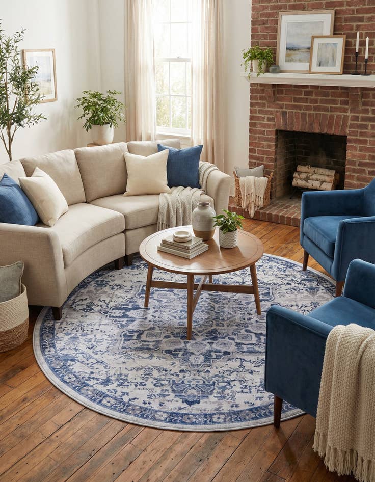 Detail image of 7' 10 x 7' 10  Washable Renaissance Round Rug