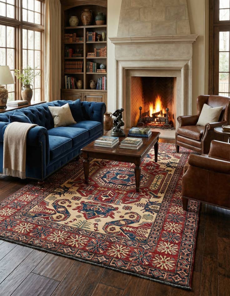 Detail image of  7' 1 x 10' 10  Hand Knotted Kazak Wool Rug