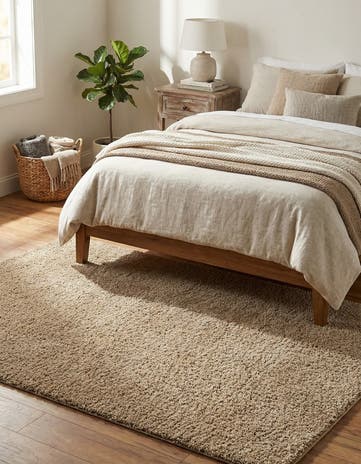 Taupe Solid Shag Rug