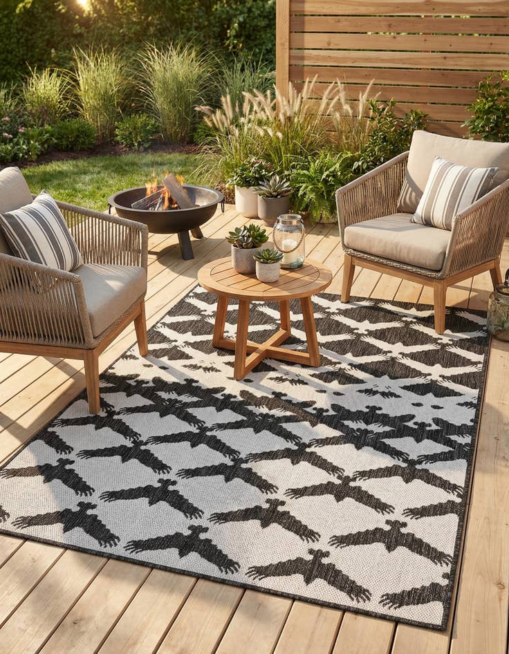 Detail image of 4' x 6'  Washable Modern Indoor / Outdoor Rug