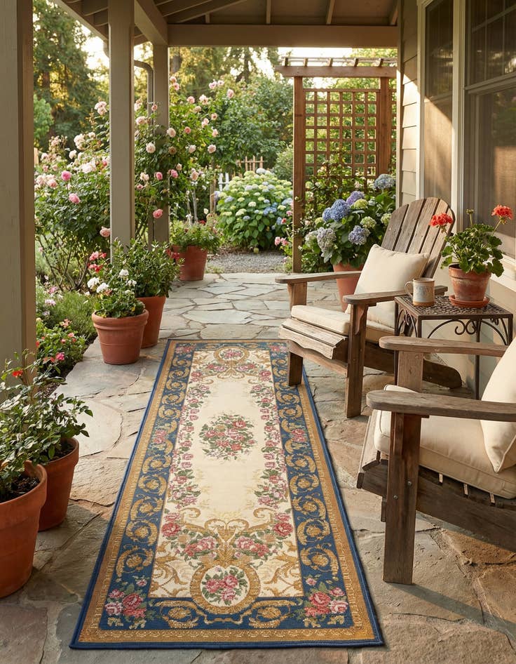 Detail image of 2' x 6'  Washable Traditional Indoor / Outdoor Runner Rug