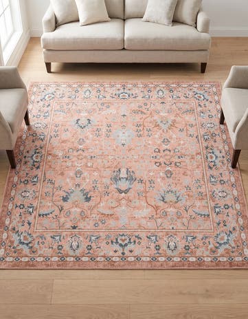 Rose Pink Kamala Washable Square Rug