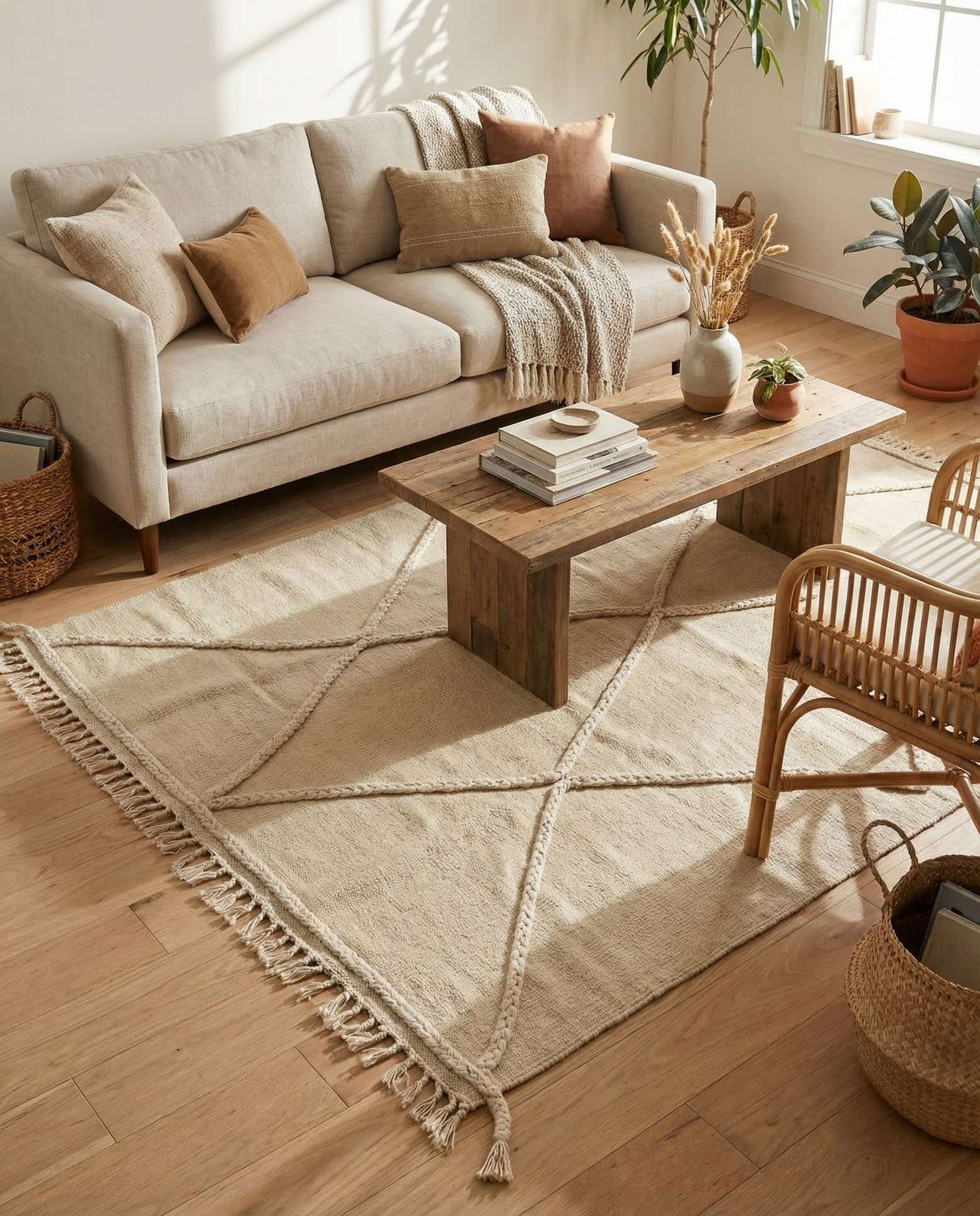 3' 5 x 5' Hand Knotted Moroccan Wool Rug