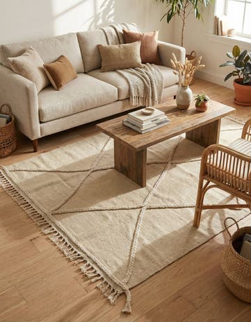 3' 5 x 5' Hand Knotted Moroccan Wool Rug
