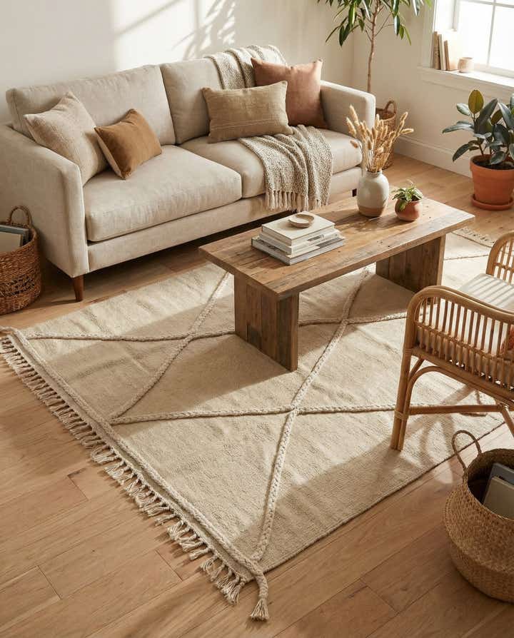 3' 5 x 5' Hand Knotted Moroccan Wool Rug