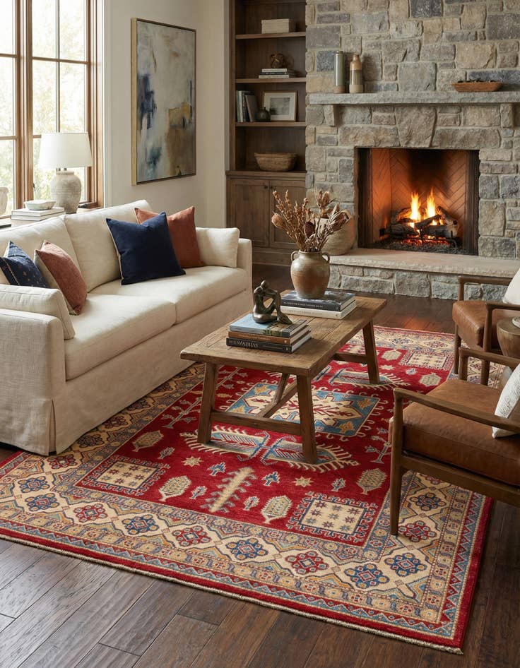 Detail image of  6' 7 x 9' 10  Hand Knotted Kazak Rug