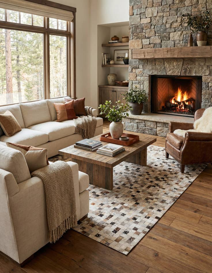 Detail image of 5' 4 x 7' 6 Cowhide Stocks Rug