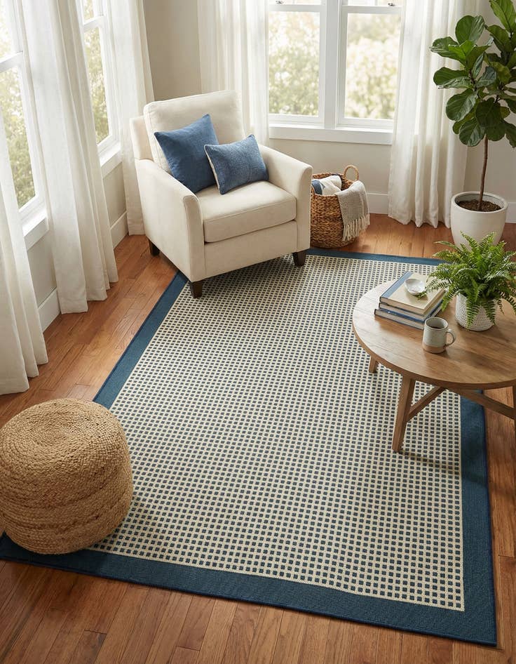 Detail image of 4' x 6'  Washable Border Indoor / Outdoor Rug