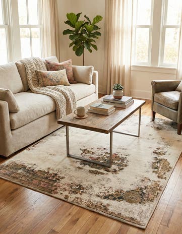 4' 9 x 6' 5 Hand Knotted Ultra Vintage Persian Wool Rug
