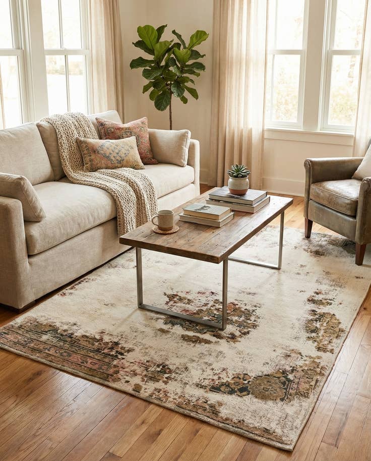 Detail image of 4' 9 x 6' 5 Hand Knotted Ultra Vintage Persian Wool Rug