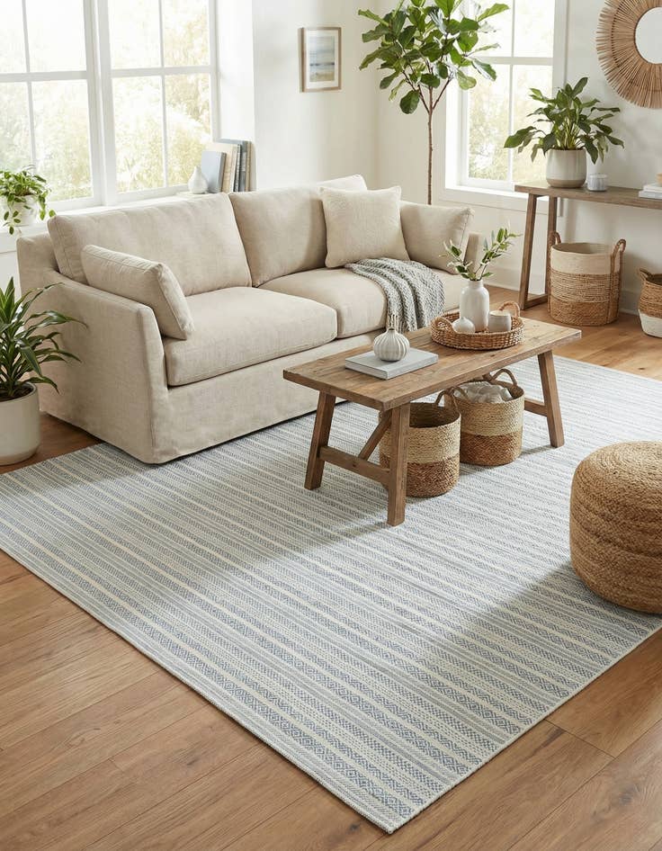 Detail image of 10' x 14'  Washable Striped Indoor / Outdoor Rug