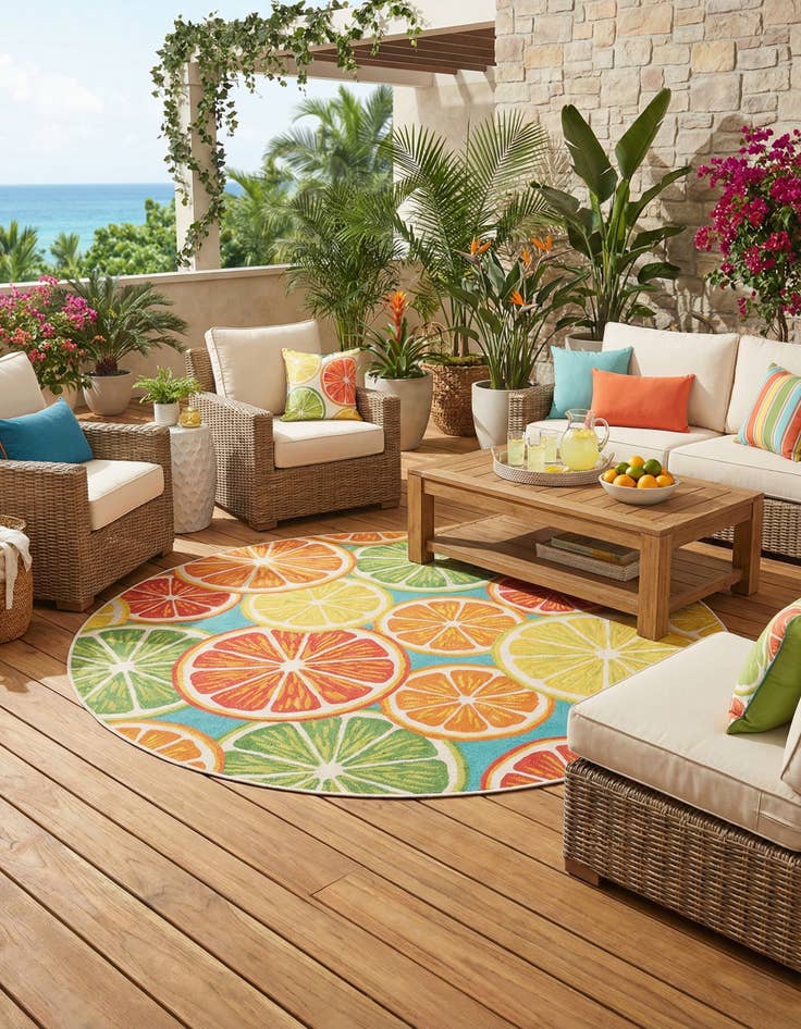 Detail image of 10' x 10'  Washable Jill Zarin Caribbean Indoor / Outdoor Round Rug