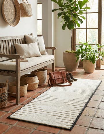 Ivory White Prismatic Runner Rug
