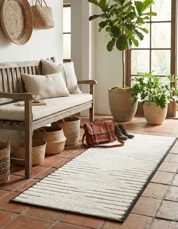 Ivory White Prismatic Runner Rug