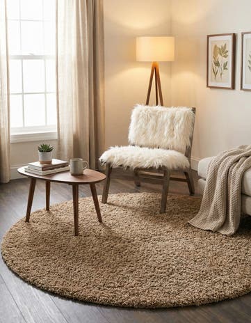 6' x 6' Solid Shag Round Rug