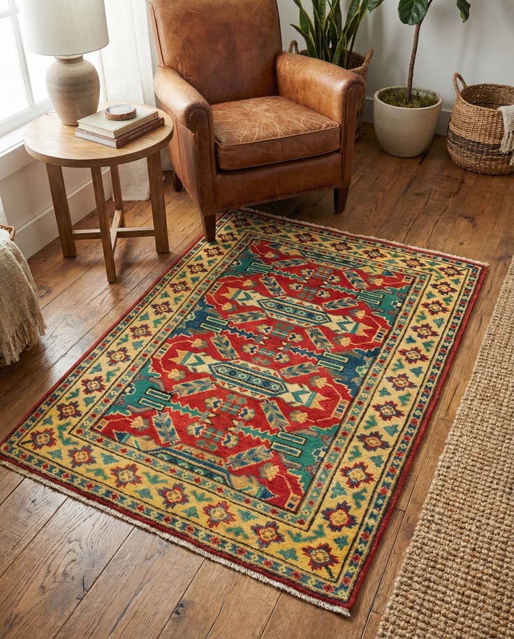 Detail image of 2' 10 x 3' 10 Hand Knotted Kazak Rug