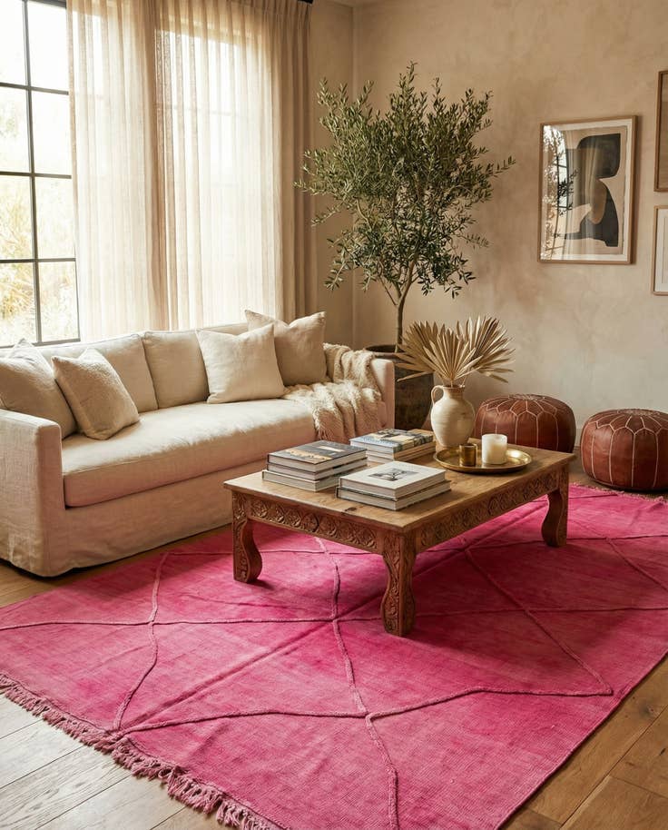 Detail image of 6' 4 x 9' 10 Hand Knotted Moroccan Wool Rug