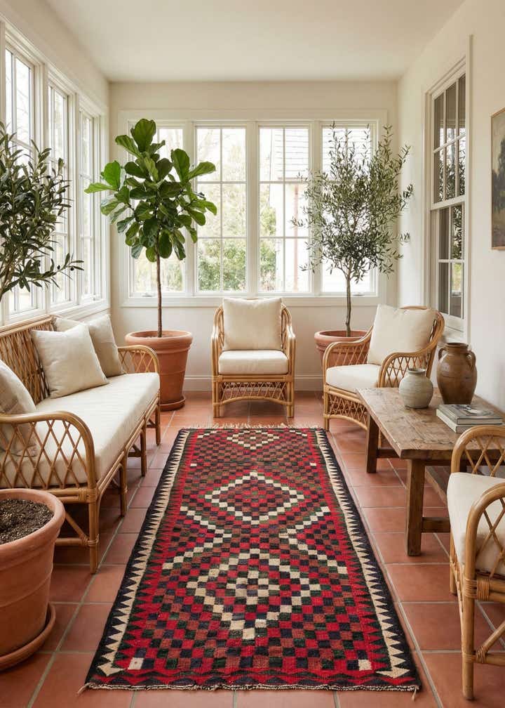 5' 3 x 10' Hand Woven Kilim Fars Wool Runner Rug