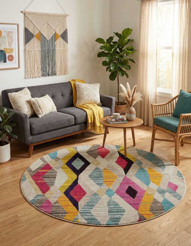 Detail image of  3' 3 x 3' 3  Washable Mesa Round Rug