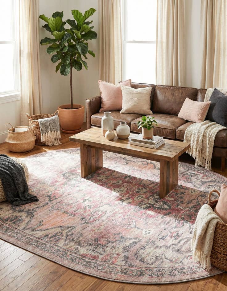 Detail image of 7' 10 x 10'  Washable Nostalgia Oval Rug