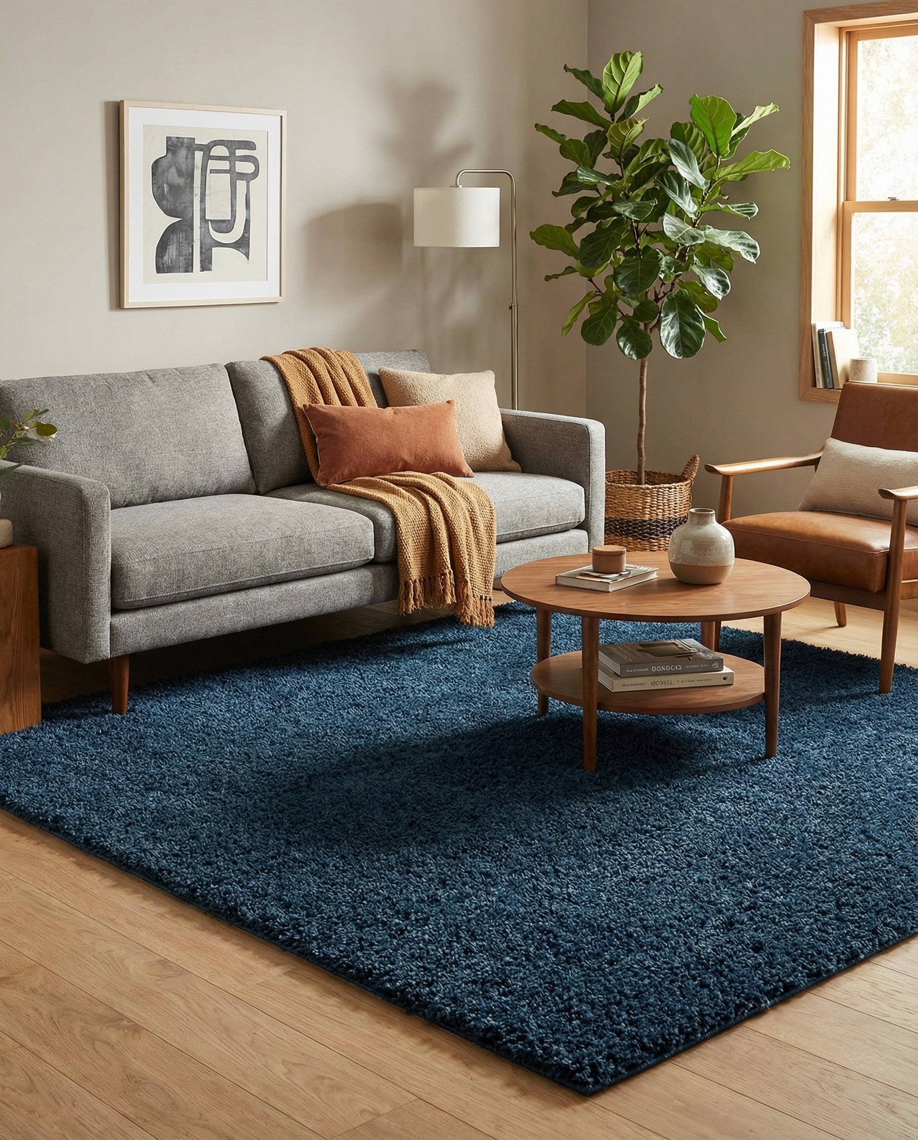  7' 10 x 7' 10 Solid Shag Square Rug