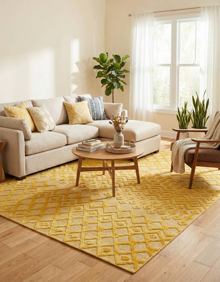 Detail image of  7' 10 x 10'  Washable Trellis Textured Indoor / Outdoor Rug