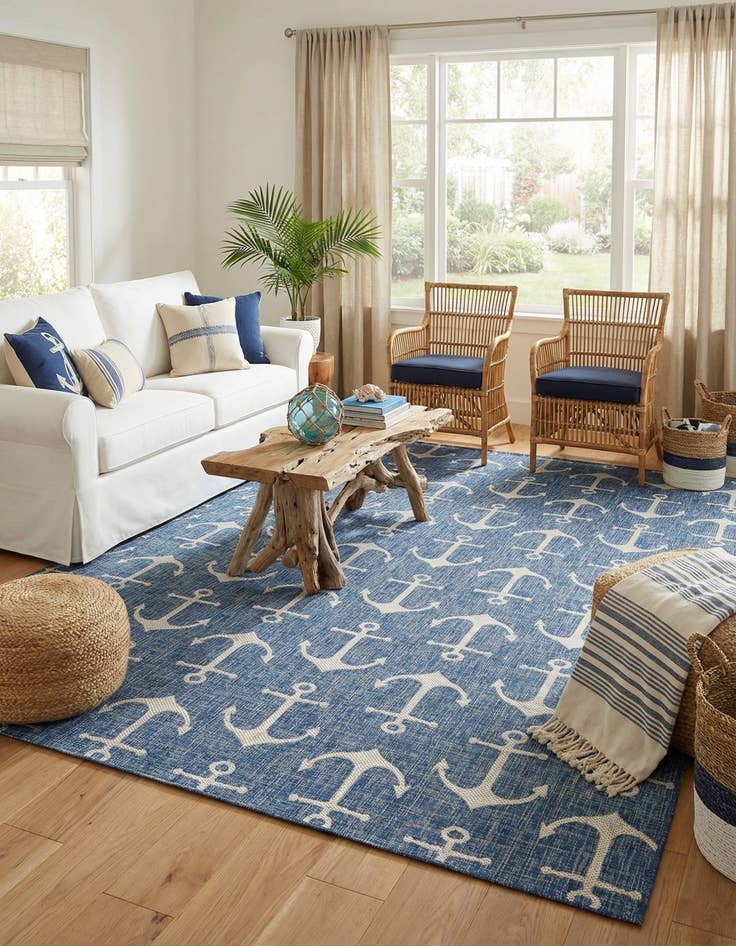 Detail image of 10' x 14'  Washable Coastal Indoor / Outdoor Rug