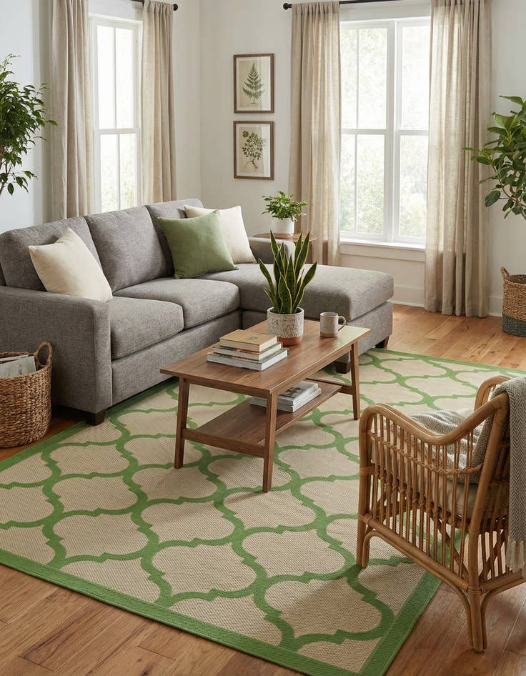 Detail image of 7' x 10'  Washable Trellis Indoor / Outdoor Rug