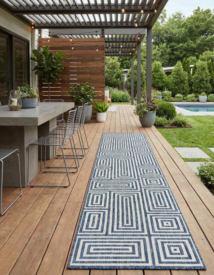 Detail image of 2' 7 x 12' Easy-Clean Modern Indoor / Outdoor Runner Rug