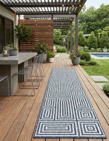 2' 7 x 12' Easy-Clean Modern Indoor / Outdoor Runner Rug