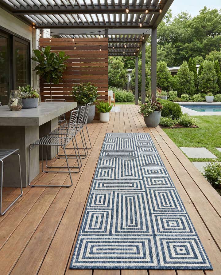 2' 7 x 12' Easy-Clean Modern Indoor / Outdoor Runner Rug