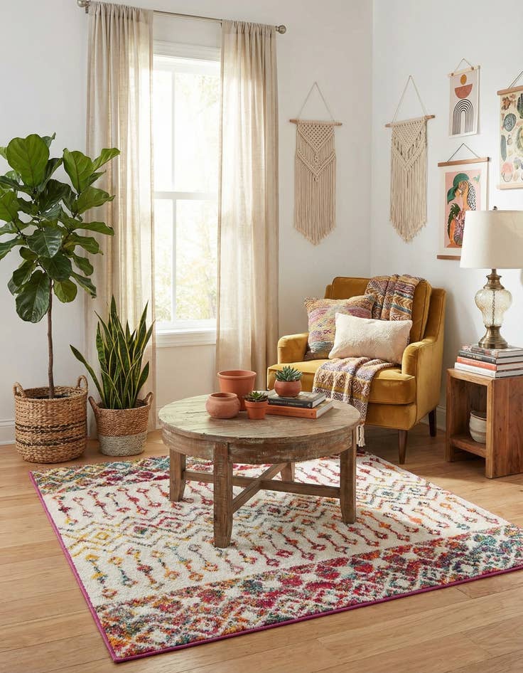 Detail image of 3' x 3' Moroccan Trellis Square Rug