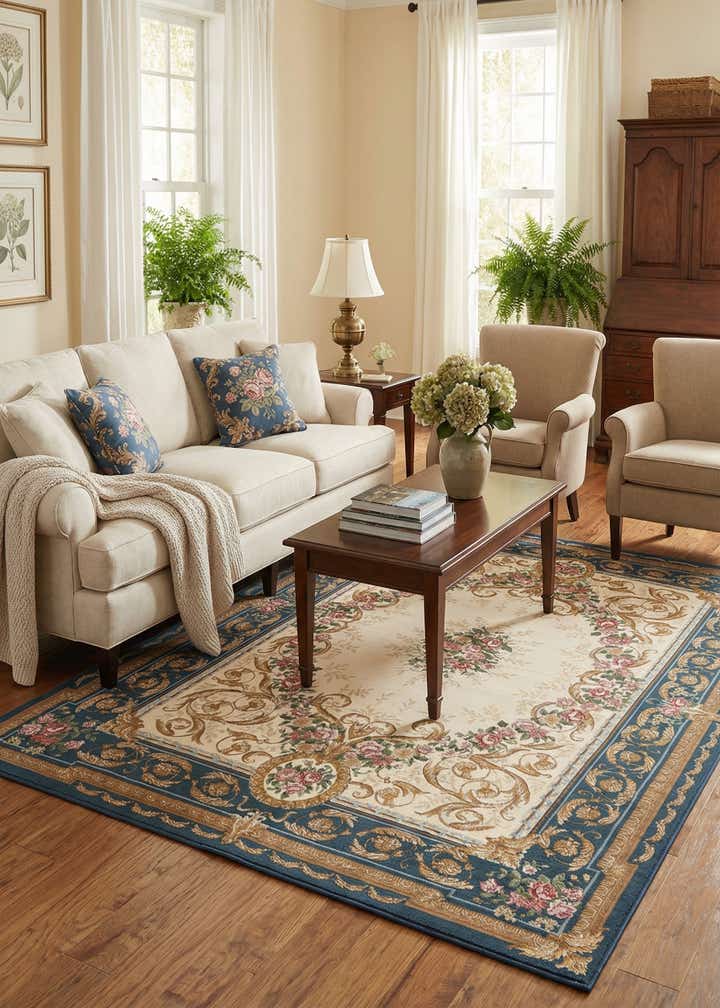 6' x 9' Easy-Clean Traditional Indoor / Outdoor Rug