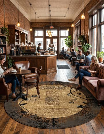 Beige Cafe Round Rug