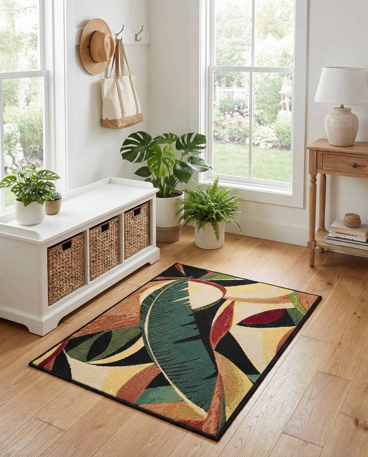 Detail image of 2' x 3' Easy-Clean Botanical Indoor / Outdoor Rug