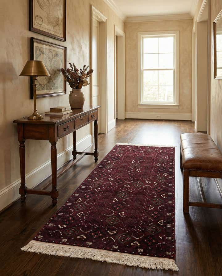 3' 3 x 6' 6 Hand Knotted Afghan Akhche Wool Runner Rug