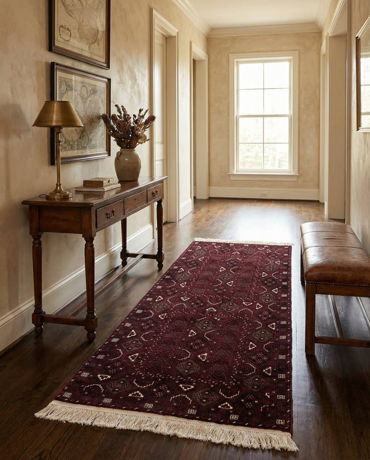 Detail image of 3' 3 x 6' 6 Hand Knotted Afghan Akhche Wool Runner Rug