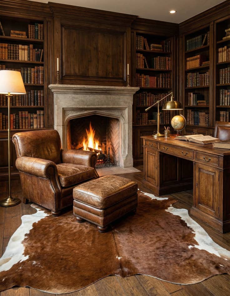 Detail image of 5' 2 x 5' 4 Cowhide Leather Square Rug