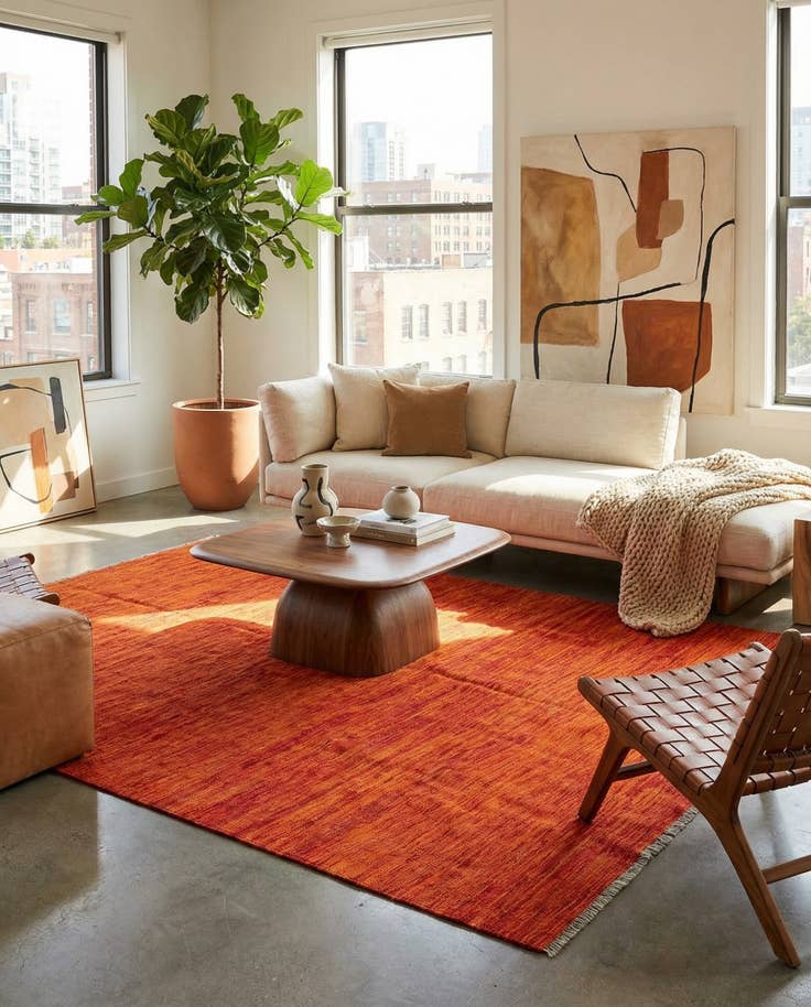 Detail image of 5' 8 x 7' 8 Hand Woven Kilim Modern Wool Rug